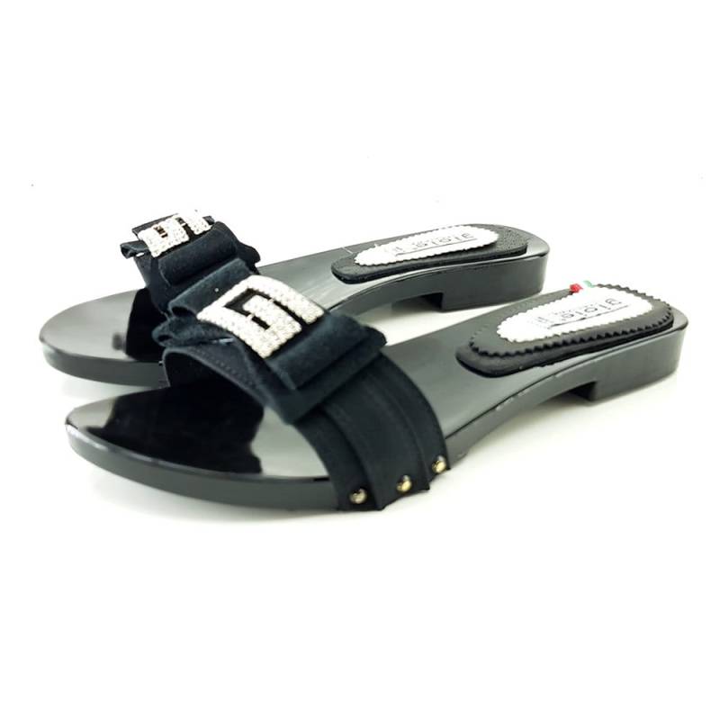 Flache Schwarze Holzschuhe -1525 Nero Flache Schwarze Holzschuhe -1525 Nero von KiaraShoes