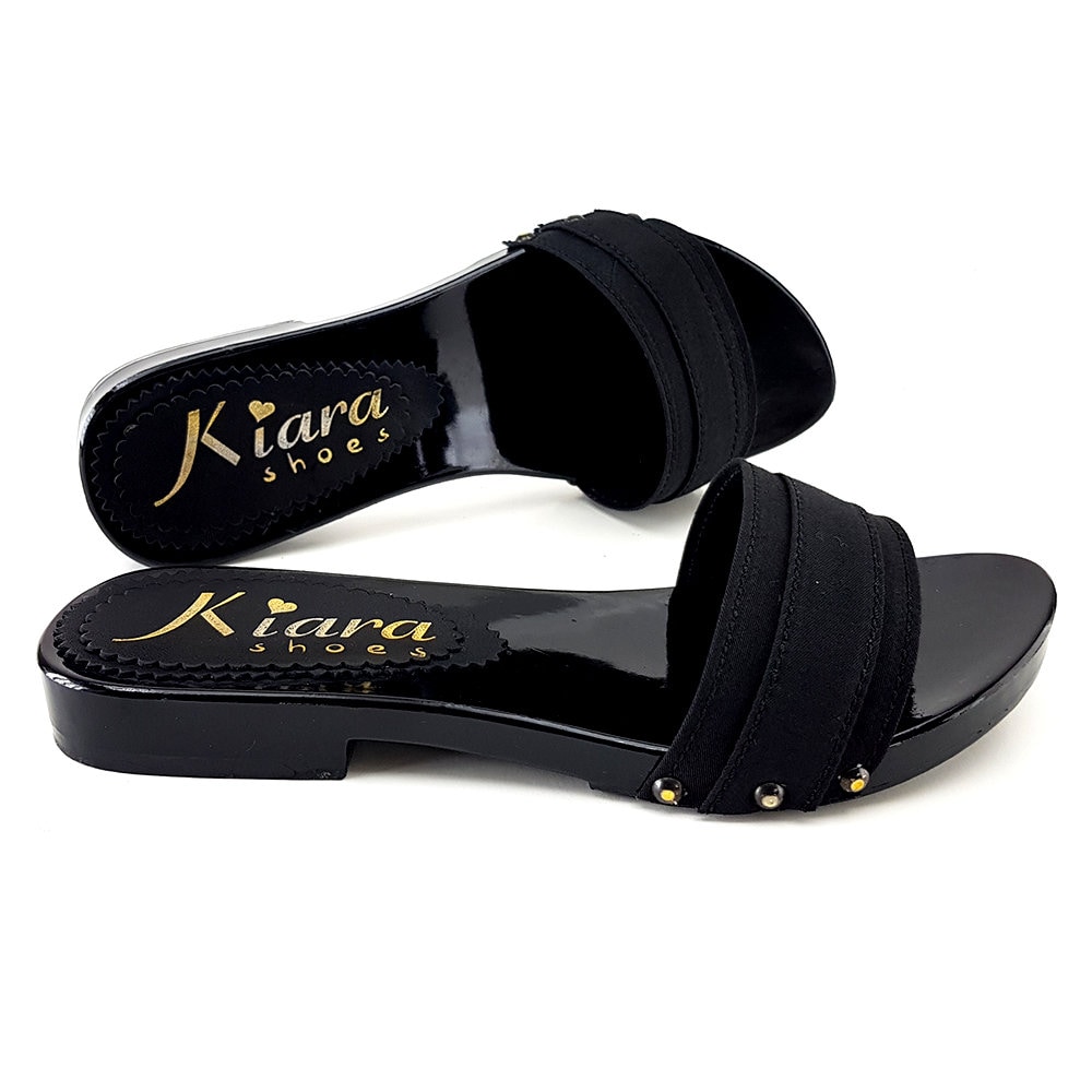 Flache Und Schwarze Holzschuhe Von Kiara Shoes -Kv1501 Nero von KiaraShoes
