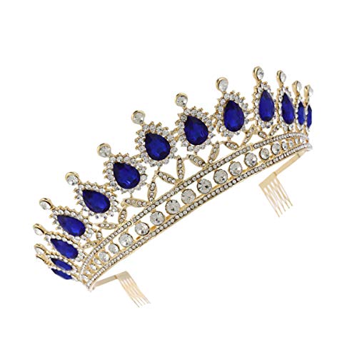 Kichvoe Braut Stirnband 1stk Halloween-cosplay-krone Tiara Mit Kamm Blaue Kronen Für Frauen Barocke Königin Strass-tiara Haarreifen Aus Strass Braut-tiara Strasssteine Fräulein Prinzessin von Kichvoe