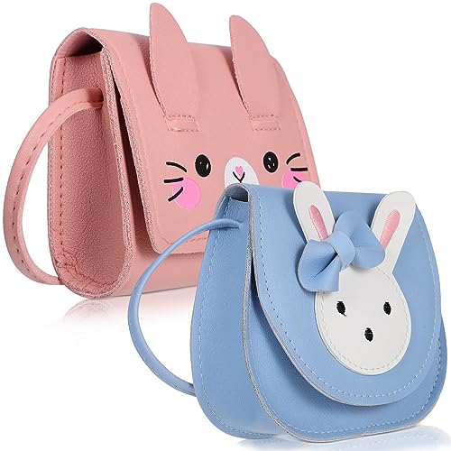 Kichvoe Kleine Mädchen Geldbörse Kleine Mädchen Geldbörse 2pcs Bunny Geldbörse Niedliche Handtaschen Kaninchen Crossbody Geldbörse Cartoon Prinzessin Geldbörse Schöne Mädchen Geldbörse Umhängetasche von Kichvoe