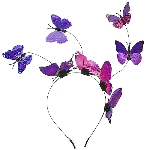 Kichvoe Schmetterlings-stirnband Prinzessin Kopfbedeckung Haarschmuck Für Frauen Fascinator-stirnband Kopfbedeckungen Kopfschmuck Schmetterlinge Böhmen Plastik Braut Zubehör Violett von Kichvoe