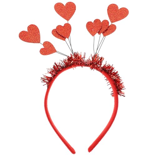 Kichvoe Valentinstag Herz Kopf Bopps Pailletten Herz Valentinstag Stirnband Haarband Hoop Lametta Headpiece Haarschmuck Für Mädchen Rot von Kichvoe