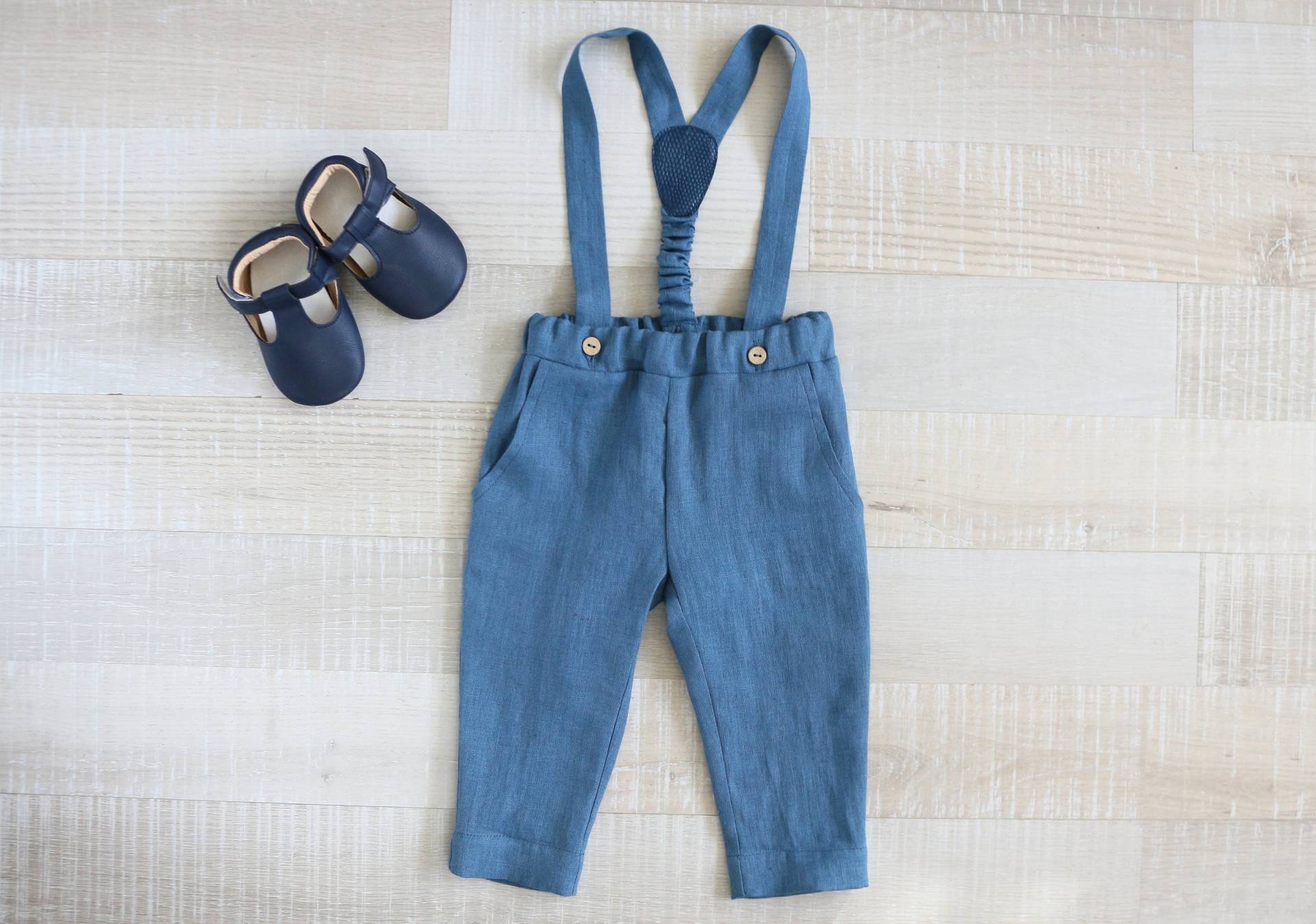 Baby Junge Alte Blaue Trägerhose, Kleinkind Hose Mit Hosenträgern von KichyKidsClothing