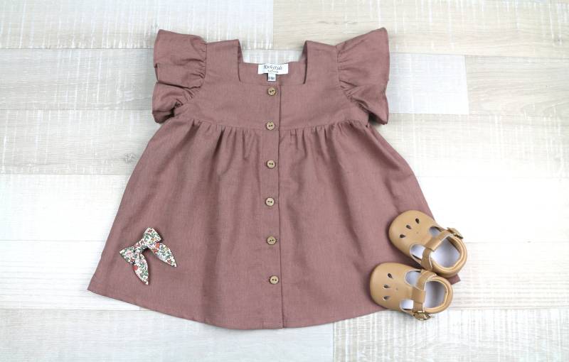 Mädchen Kleid Altrosa, Kurzes Kleid, Babykleidchen von KichyKidsClothing