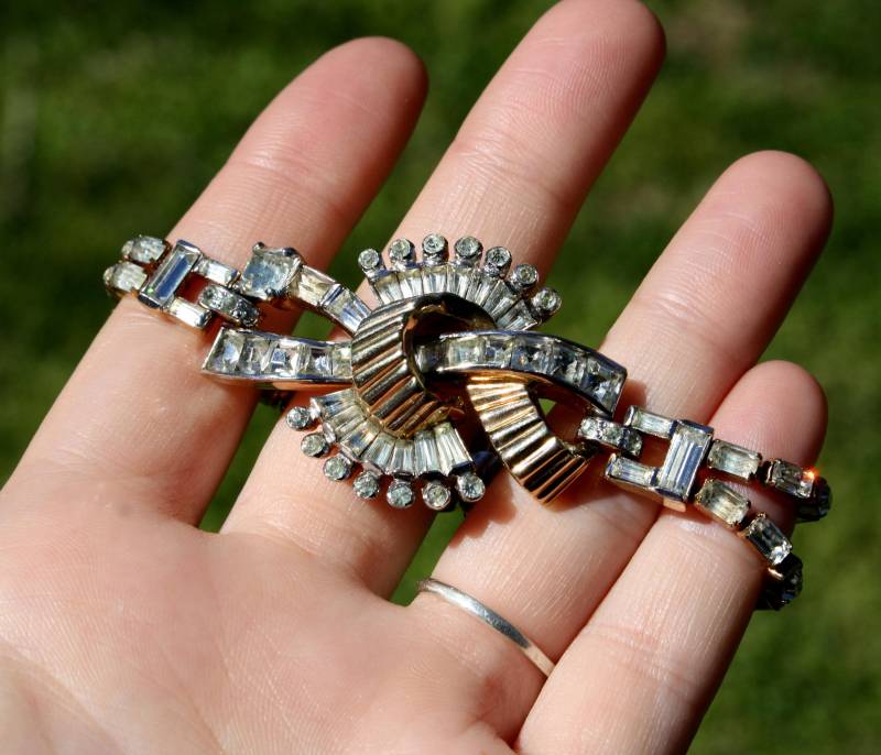1940Er Mazer Bros Armband/Goldfarbenes Weißes Strass Art Deco Schmuck Baguette Design Vintage Brothers 1940Er Mazer Bros Armband/Goldfarbenes Weißes Strass Art Deco Schmuck Baguette Design Vintage Brothers von KickassHeirlooms
