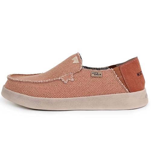 Kickback Barbeach Canvas Herren Slip On Loafers - Leichte Canvas Slip in Schuhe - mit Leder gefüttert Memory Foam Einlegesohlen - Herren Casual Slip auf Sommerschuhe - Farbe Rust - Größe EU46 von Kickback