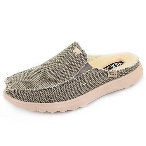 Kickback Chaise 2.0 Woolie - Herren Loafers - Farbe Brown - Backless Mule Style Slip On Herrenschuhe - Weiche Wildleder und Canvas Schuhe - Wollfutter - Gepolsterte Innensohlen - Größe EU 43 von Kickback