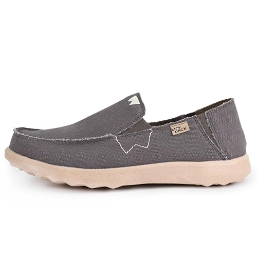Kickback Couch 2.0 – Herren Slip-On Canvas Loafers – Leichte Freizeitschuhe mit All-Day Comfort - Farbe Charcoal Brown - Größe EU46 von Kickback