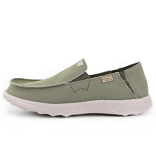 Kickback Couch 2.0 – Herren Slip-On Canvas Loafers – Leichte Freizeitschuhe mit All-Day Comfort - Farbe Khaki Grün - Größe EU42 von Kickback