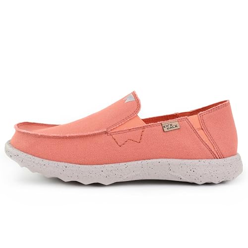 Kickback Couch 2.0 – Herren Slip-On Canvas Loafers – Leichte Freizeitschuhe mit All-Day Comfort - Farbe Orange Rosa - Größe EU43 von Kickback