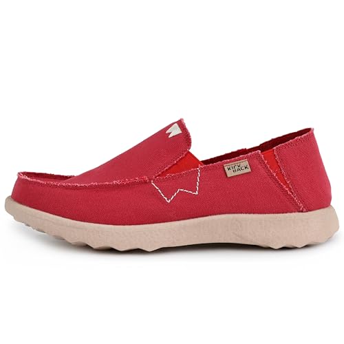 Kickback Couch 2.0 – Herren Slip-On Canvas Loafers – Leichte Freizeitschuhe mit All-Day Comfort - Farbe Red - Größe EU45 von Kickback