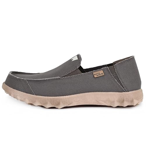 Kickback Couch Classic - Herrenschuhe - Farbe Charcoal Brown - leichte Slip On Canvas Schuhe Männer - Loafers für Männer - All Day Comfort - Slip On oder Slide In Herren Freizeitschuhe - Größe EU47 von Kickback
