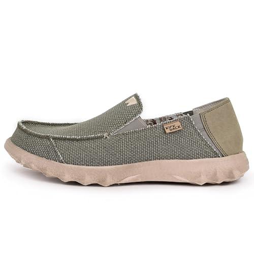 Kickback Couch Classic - Herrenschuhe - Farbe Khaki - leichte Slip On Canvas Schuhe Männer - Loafers für Männer - All Day Comfort - Slip On oder Slide In Herren Freizeitschuhe - Größe EU48 von Kickback
