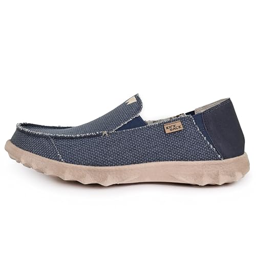 Kickback Couch Classic - Herrenschuhe - Farbe Navy - leichte Slip On Canvas Schuhe Männer - Loafers für Männer - All Day Comfort - Slip On oder Slide In Herren Freizeitschuhe - Größe EU48 von Kickback