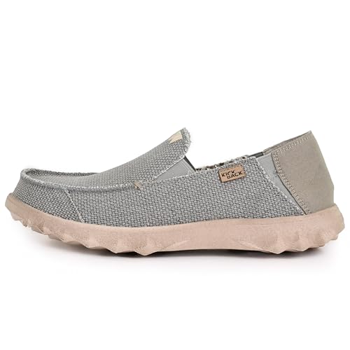 Kickback Couch Classic - Herrenschuhe - Farbe Rocket Grey - leichte Slip On Canvas Schuhe Männer - Loafers für Männer - All Day Comfort - Slip On oder Slide In Herren Freizeitschuhe - Größe EU41 von Kickback