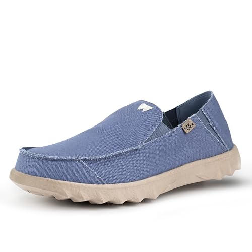 Kickback Couch - Herrenschuhe - Farbe Mid Blue - leichte Slip On Canvas Schuhe Männer - Loafers für Männer - All Day Comfort - Slip On oder Slide In Herren Freizeitschuhe - Größe EU41 von Kickback