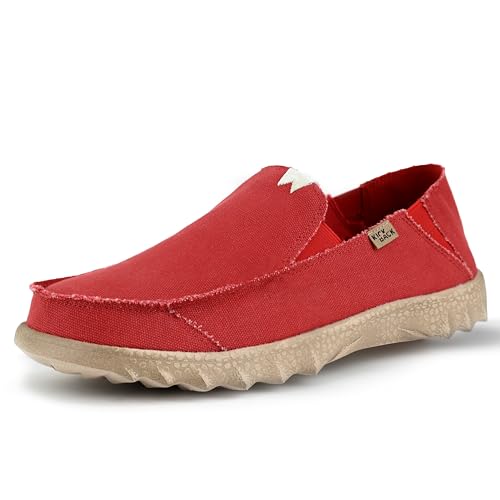 Kickback Couch - Herrenschuhe - Farbe Red - leichte Slip On Canvas Schuhe Männer - Loafers für Männer - All Day Comfort - Slip On oder Slide In Herren Freizeitschuhe - Größe EU40 von Kickback