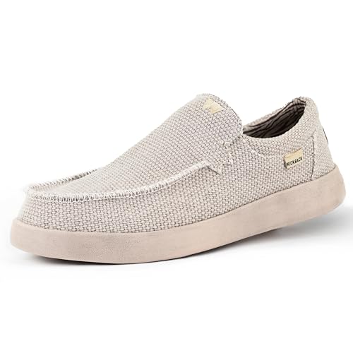 Kickback Don Juan - Herren Slip On Loafers - Leichte Canvas Slip in Schuhe - Herren Loafers - Herren Freizeitschuhe - Slip on Sommerschuhe - Farbe Off White - Größe EU43 von Kickback