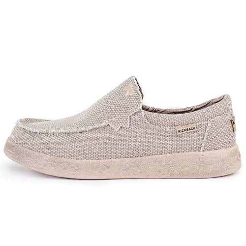 Kickback Don Juan - Herren Slip On Loafers - Leichte Canvas Slip in Schuhe - Herren Loafers - Herren Freizeitschuhe - Slip on Sommerschuhe - Farbe Off White - Größe EU45 von Kickback