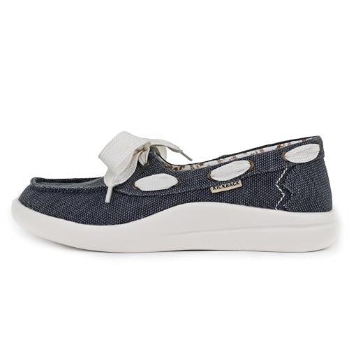 Kickback Funseeker Loafer – Damen-Deck-Style-Slip-On-Mokassin – Leichter Canvas-Slip-On-Schuh – Entspannter Look, ganztägiger Lässige Sommerschuhe - Navy - EU39 von Kickback