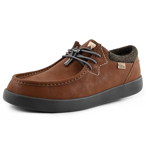 Kickback Haven - Herren Loafers - Farbe Red Brown Leather - Moc Style Schuhe - Leder und Wildleder Obermaterial - Elastische Schnürsenkel - Leder gefütterte Innensohlen - Größe EU 43 von Kickback