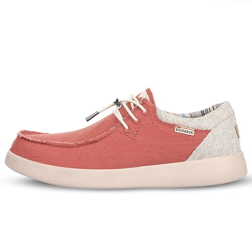 Kickback Haven Herren Mokassins – leichte Schnürschuhe im Smart Casual Style, Bequeme Canvas Slip-On Schuhe für den ganzen Tag – ideal für Alltag & Freizeit - Farbe Rust - Größe EU41 von Kickback