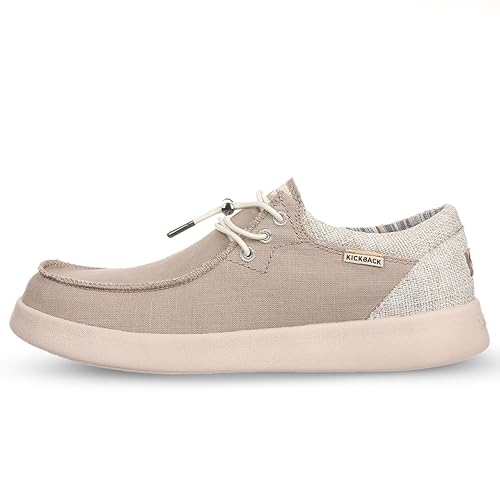 Kickback Haven Herren Mokassins – leichte Schnürschuhe im Smart Casual Style, Bequeme Canvas Slip-On Schuhe für den ganzen Tag – ideal für Alltag & Freizeit - Farbe Tan - Größe EU46 von Kickback