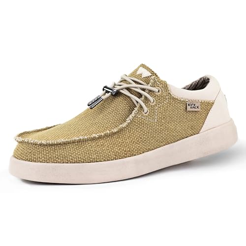 Kickback Haven Woven Canvas Schuhe - Herren Mokassins - Farbe Mustard - Leichte Schnürschuhe Herren Smart Casual Schuhe - All Day Comfort Herren Canvas Schuhe - Herren Slip On Schuhe - Größe EU43 von Kickback