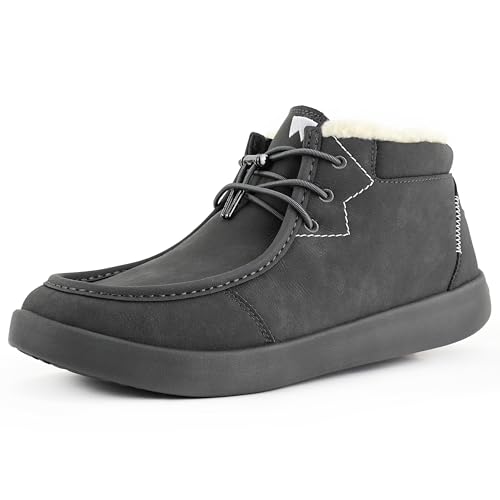Kickback Hoogah - Herrenstiefel - Farbe Grey - Moc Toe Style Stiefel - Obermaterial Leder - Elastische Schnürsenkel - Gepolsterte Sohle - Wollfutter - Ledergefütterte Innensohlen - Größe EU 43 von Kickback
