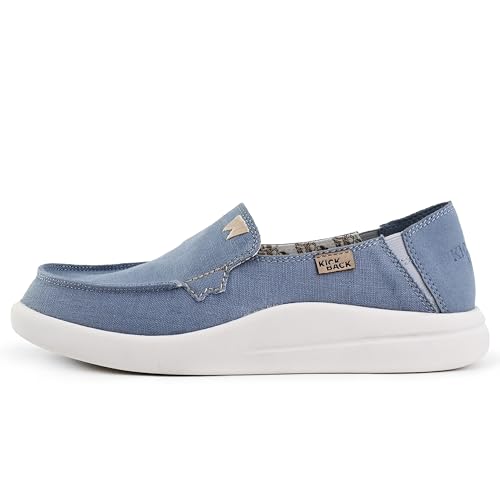 Kickback Rizzo Damen Loafer - Damen Slip On Moc Toe - Lightweight Slip In Schuhe - Casual Sommer entspannten - Orthotic Leder gefüttert Schaumstoff Fußbett - Blau - EU37 von Kickback
