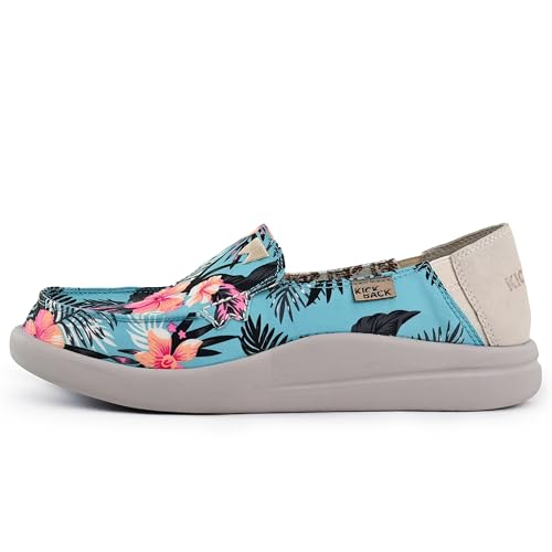 Kickback Rizzo Damen Loafer - Damen Slip On Moc Toe - Lightweight Slip In Schuhe - Casual Sommer entspannten - Orthotic Leder gefüttert Schaumstoff Fußbett - Blau Mehrfarbig - EU40 von Kickback