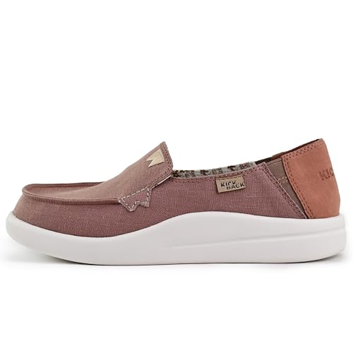 Kickback Rizzo Damen Loafer - Damen Slip On Moc Toe - Lightweight Slip In Schuhe - Casual Sommer entspannten - Orthotic Leder gefüttert Schaumstoff Fußbett - Braun Rosa - EU40 von Kickback