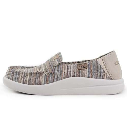 Kickback Rizzo Damen Loafer - Damen Slip On Moc Toe - Lightweight Slip In Schuhe - Casual Sommer entspannten - Orthotic Leder gefüttert Schaumstoff Fußbett - Helle Streifen - EU39 von Kickback