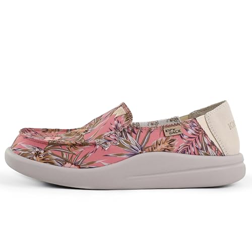 Kickback Rizzo Damen Loafer - Damen Slip On Moc Toe - Lightweight Slip In Schuhe - Casual Sommer entspannten - Orthotic Leder gefüttert Schaumstoff Fußbett - Rosa Mehrfarbig - EU41 von Kickback