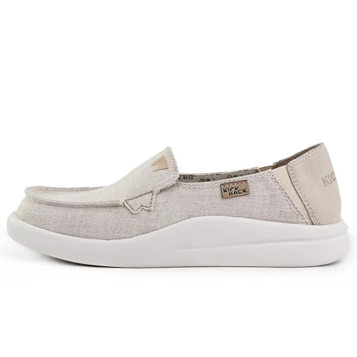 Kickback Rizzo Damen Loafer - Damen Slip On Moc Toe - Lightweight Slip In Schuhe - Casual Sommer entspannten - Orthotic Leder gefüttert Schaumstoff Fußbett - Weißgrau - EU39 von Kickback