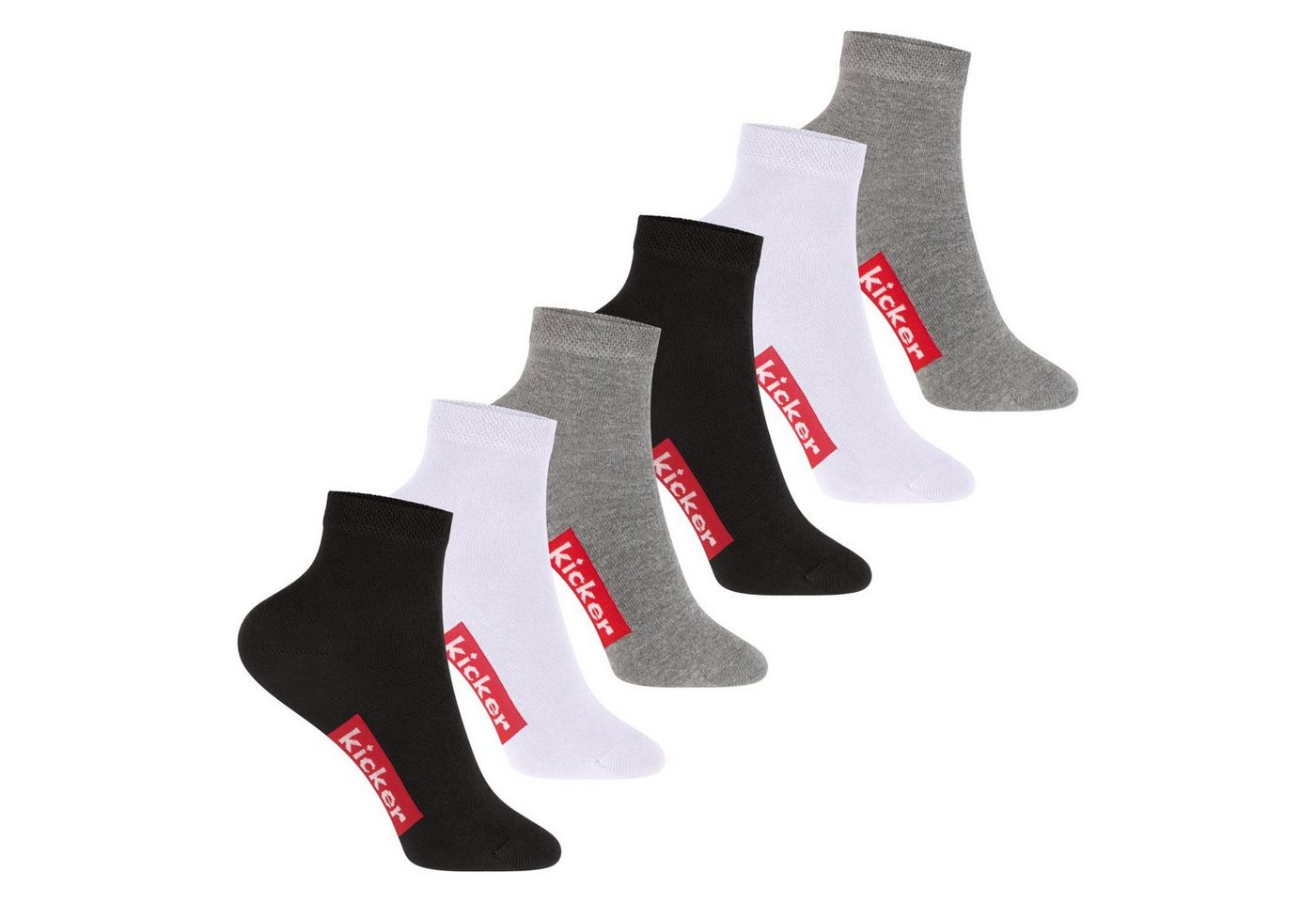 Kicker Füßlinge kicker Kinder Kurzschaft Socken (6 Paar) Schwarz Weiß Grau 23-26 von Kicker