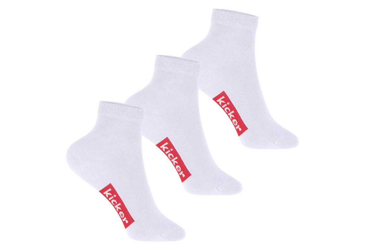 Kicker Füßlinge kicker Kinder Kurzschaft Socken (3 Paar) Weiß 23-26 von Kicker