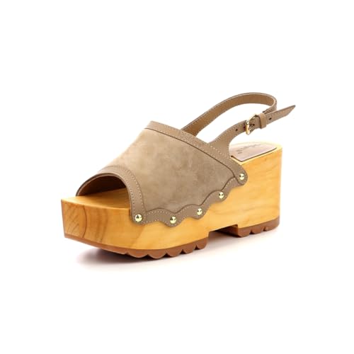 KICKERS Damen Kick-Wedge Wood Sandale mit Absatz, helles beige, 41 EU von Kickers