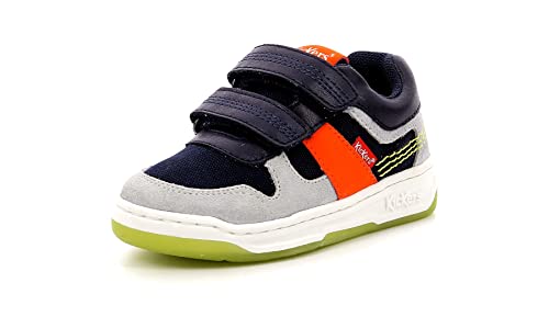 KICKERS Jungen Unisex Kinder KALIDO Sneaker, Marine GRIS ORANGE, 22 EU von Kickers