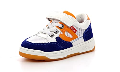 Kickers Jungen Unisex Kinder Kikouak Sneaker, Blanc Marine Orange, 30 EU von Kickers