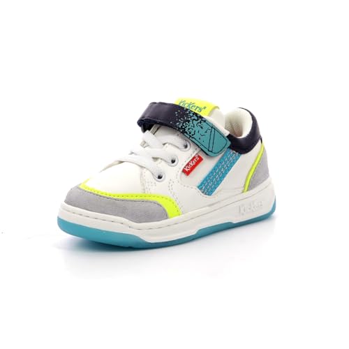 KICKERS Jungen Unisex Kinder KOUIC Sneaker, Blanc GRIS Fluo, 31 EU von Kickers