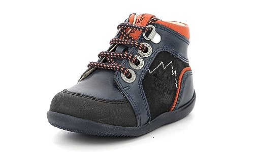 Kickers Baby-Jungen Bins Mountain Oxford-Schuh, Marineblau Orange, 19 EU von Kickers