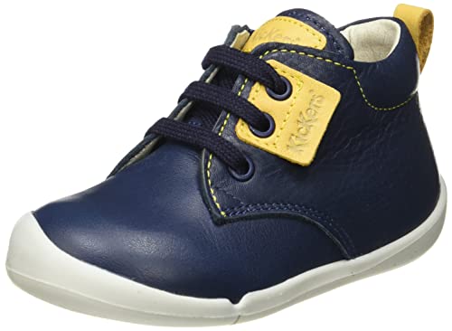 Kickers Baby-Jungen Kinder WAZZAP Oxford-Schuh, Marineblau, Gelb, 18 EU von Kickers