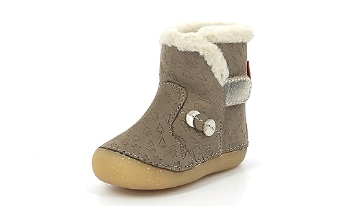 Kickers Baby-Mädchen So Windy Stiefelette, Taupe/Gold Fantasie, 18 EU von Kickers