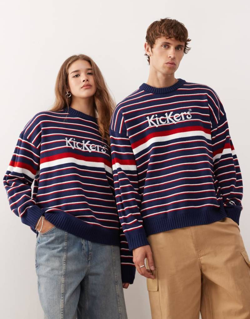 Kickers - Gestreiftes Sweatshirt in Rot und Blau-Marineblau von Kickers