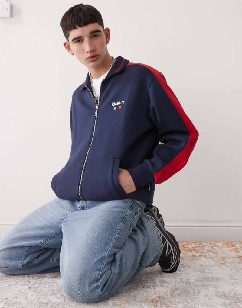 Kickers - Jacke aus Jersey in Rot und Marineblau gestreift mit Reißverschluss von Kickers