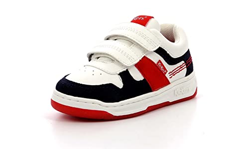 KICKERS Jungen Unisex Kinder KALIDO Sneaker, Blanc Marine Rouge, 34 EU von Kickers