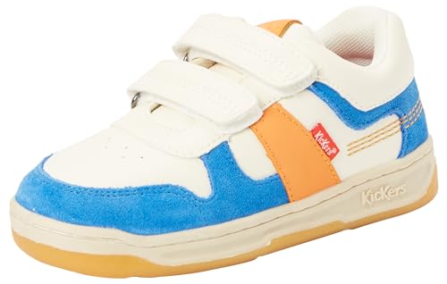 Kickers Jungen Unisex Kinder KALIDO Sneaker, Weiß, Blau, Orange, 33 EU von Kickers