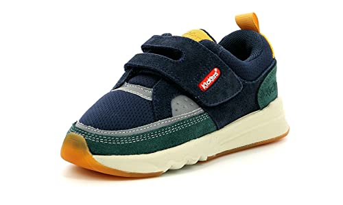 Kickers Jungen Unisex Kinder Kikustom Sneaker, Marine Vert Jaune, 32 EU von Kickers