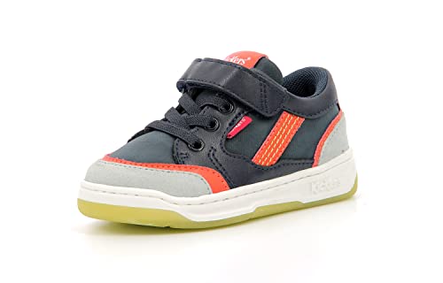 Kickers Jungen Unisex Kinder Kouic Sneaker, Marineblau Grau Orange, 32 EU von Kickers